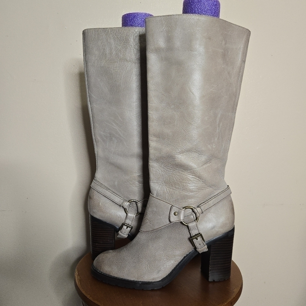 Lauren Ralph Lauren Delsa Burnished Leather Knee High Riding Boots - Picture 1 of 15